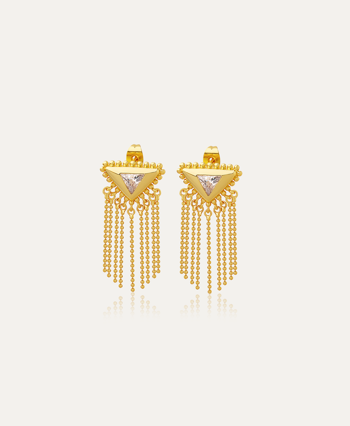 Ella Triangle Gold Tassel Earrings