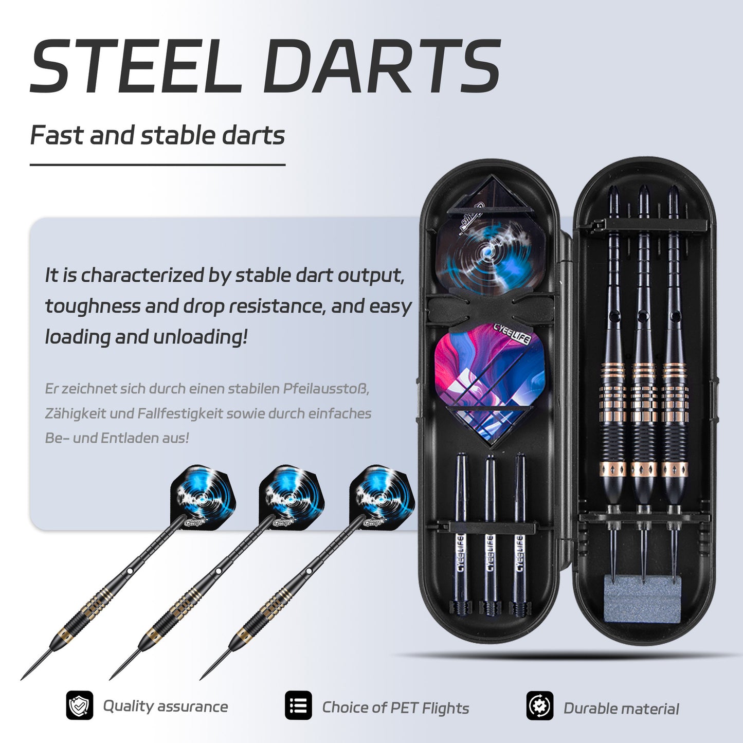 CyeeLife CyeeLife 3-Piece Brass Soft Tip Dart Set with Case
