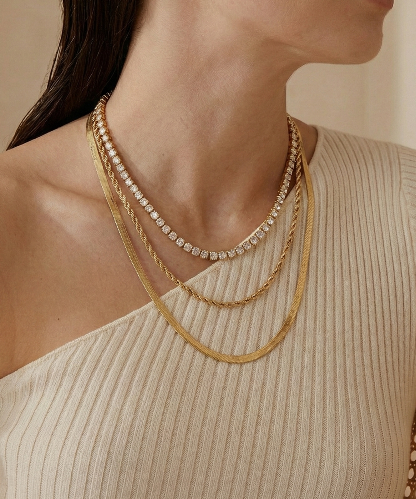 Minka Three Layers Tennis Necklace