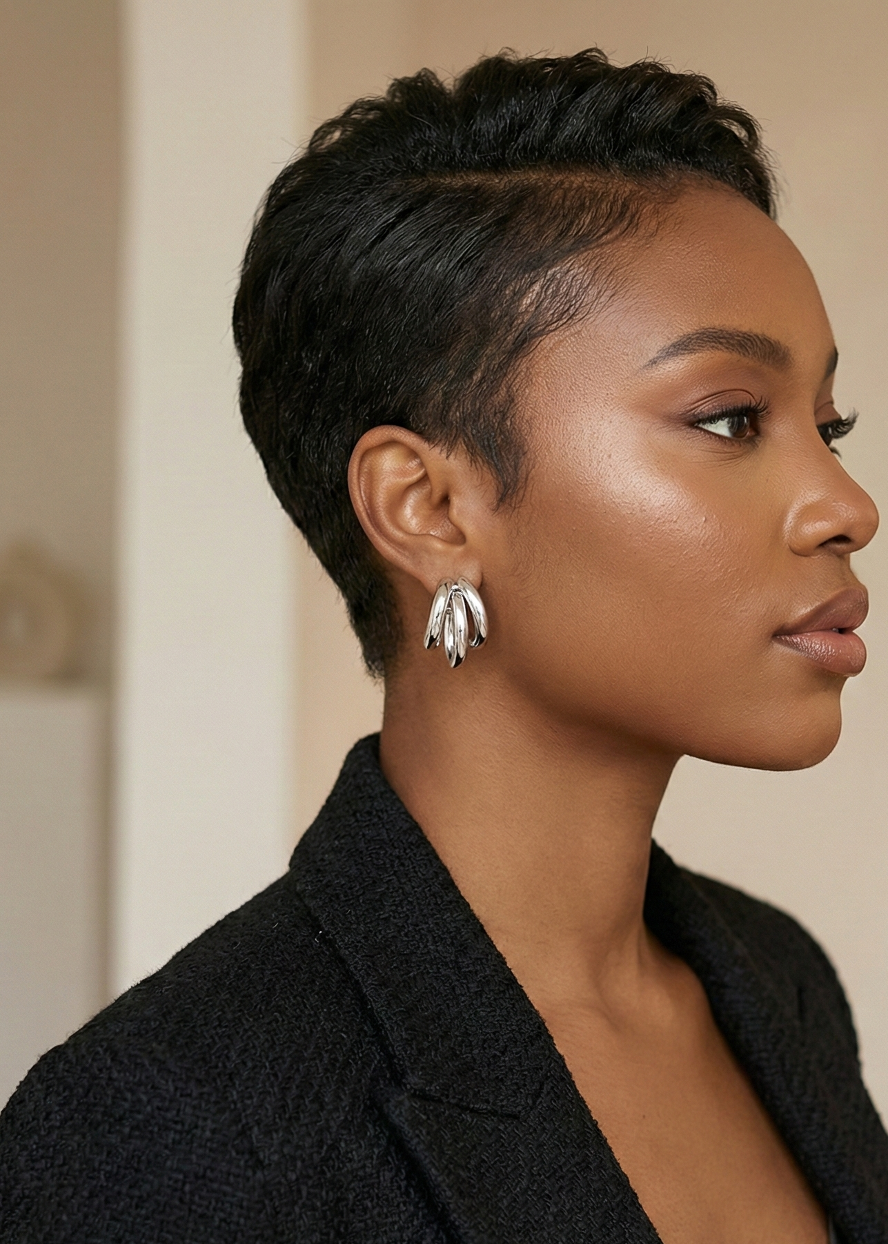 Veda Triple Silver Hoops