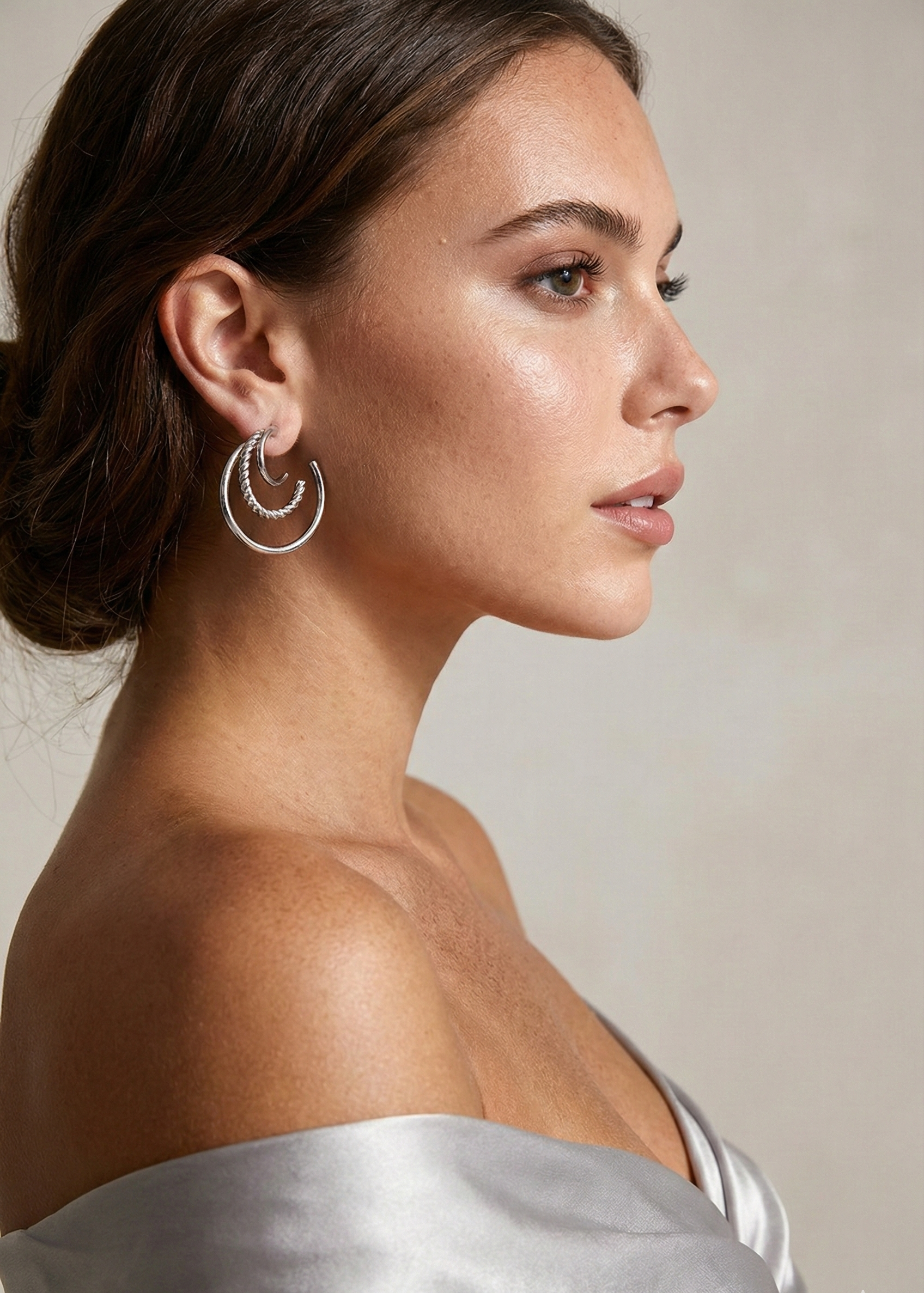 Trinity Illusion Silver Hoops