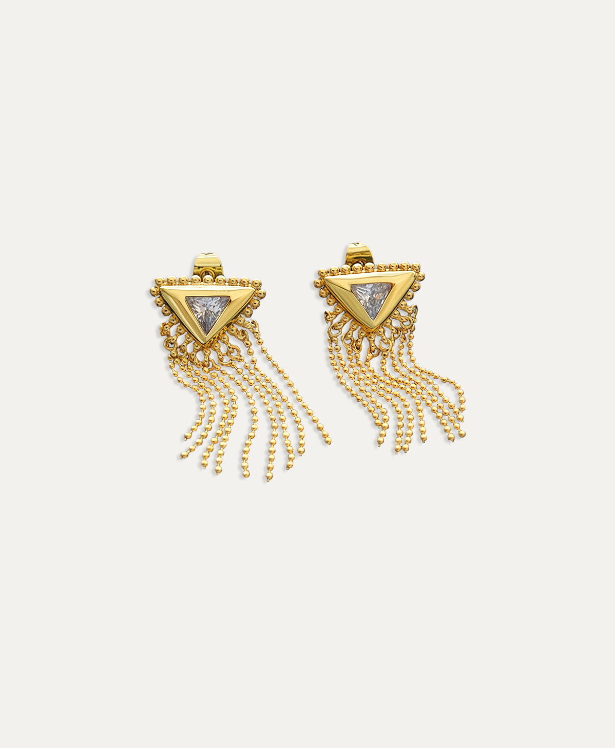 Ella Triangle Gold Tassel Earrings