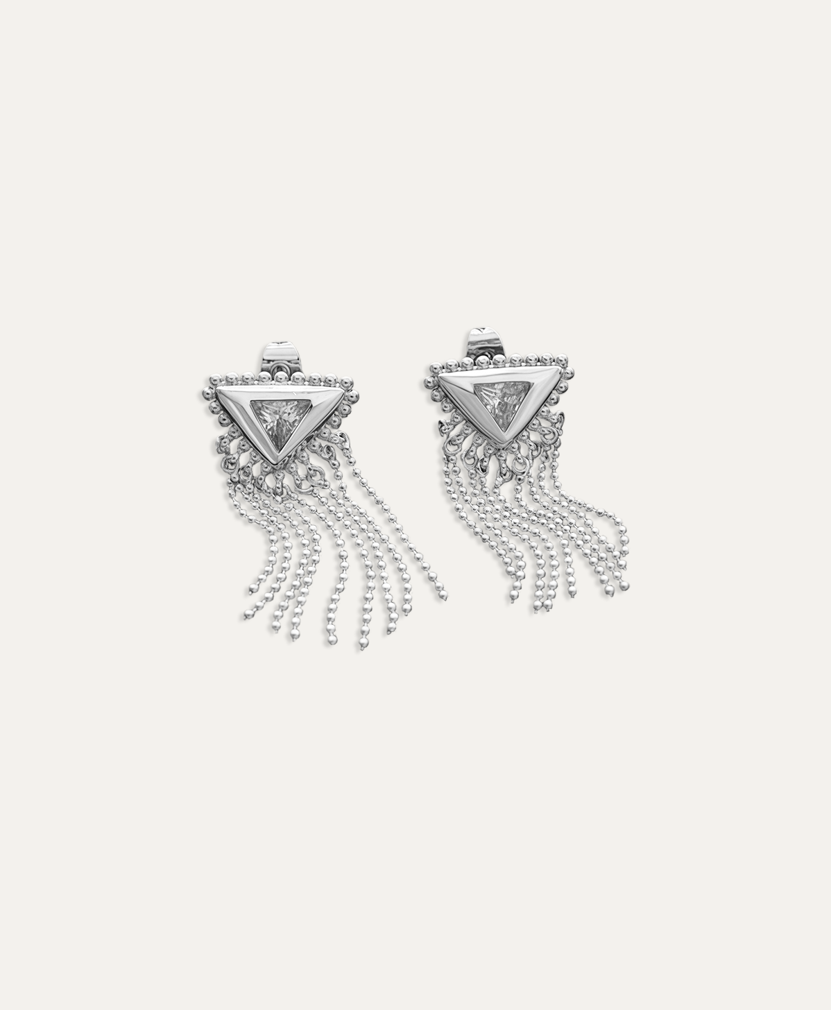 Ella Triangle Silver Tassel Earrings