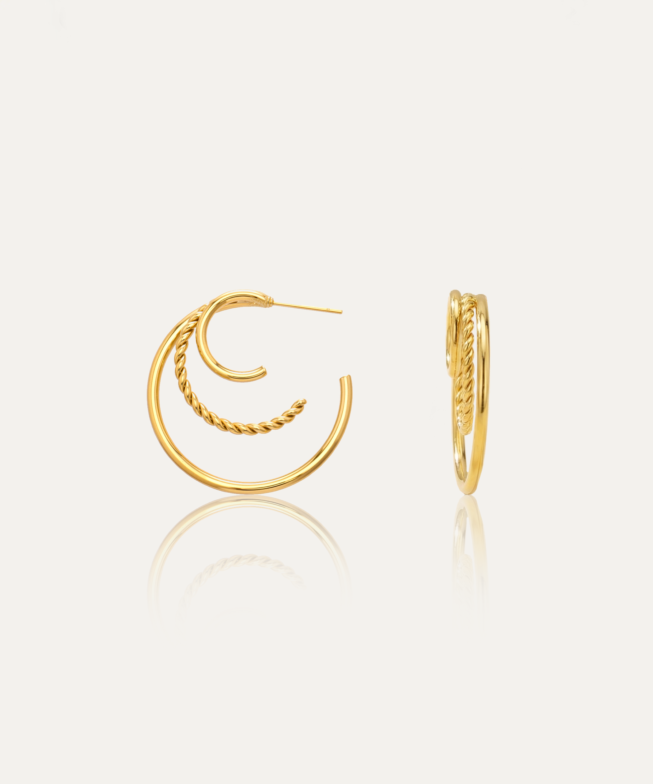 Trinity Illusion Gold Hoops