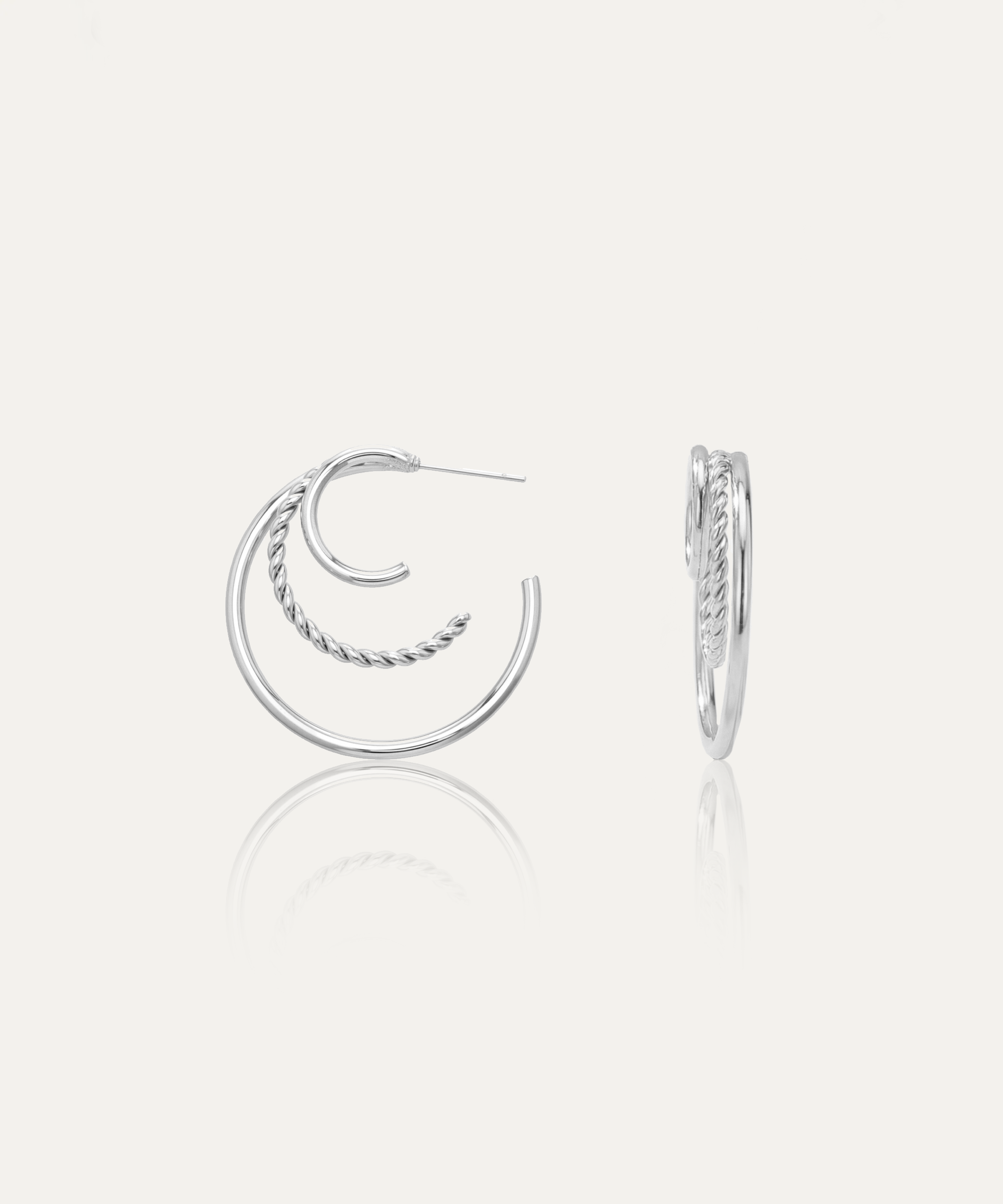 Trinity Illusion Silver Hoops