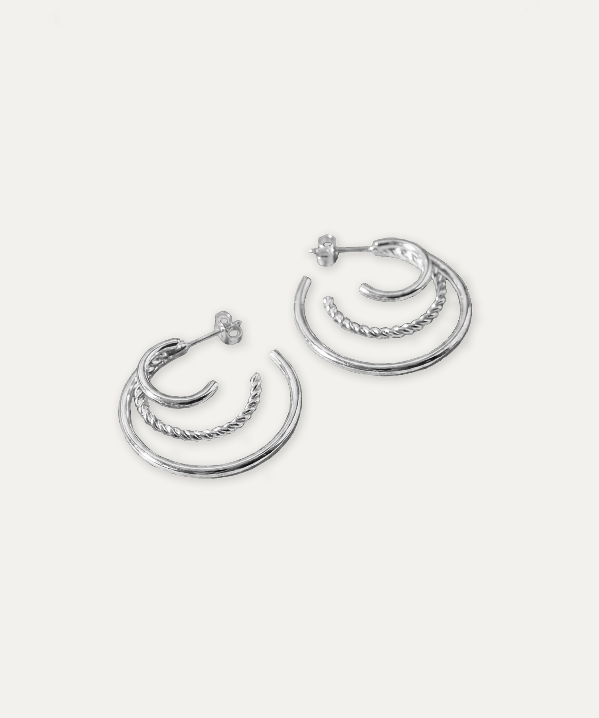 Trinity Illusion Silver Hoops