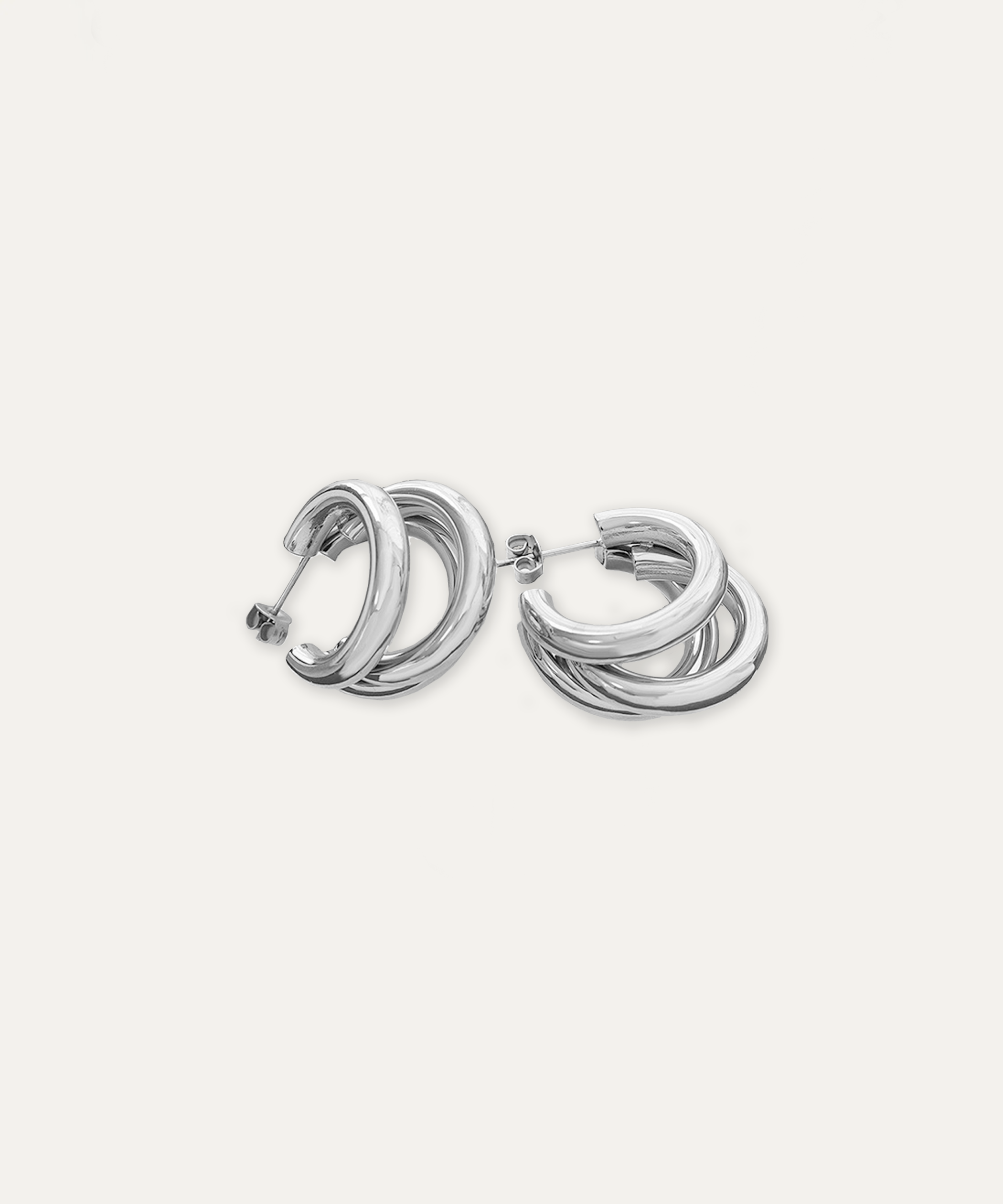 Veda Triple Silver Hoops