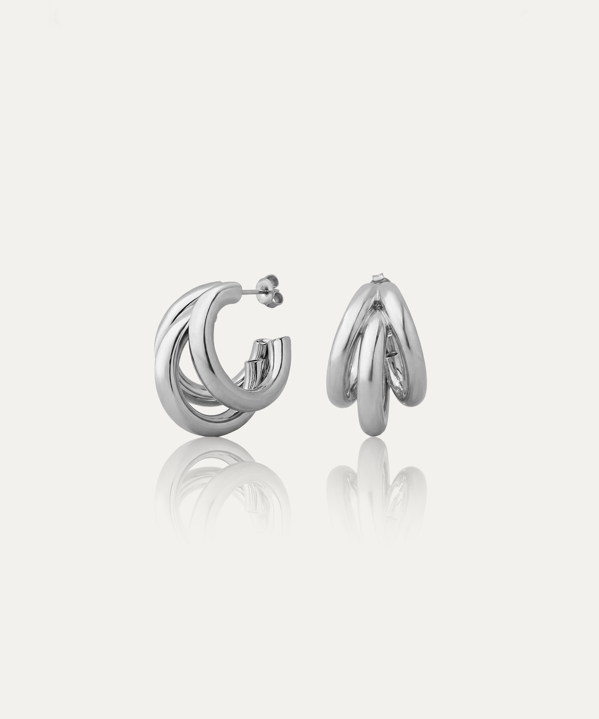 Veda Triple Silver Hoops