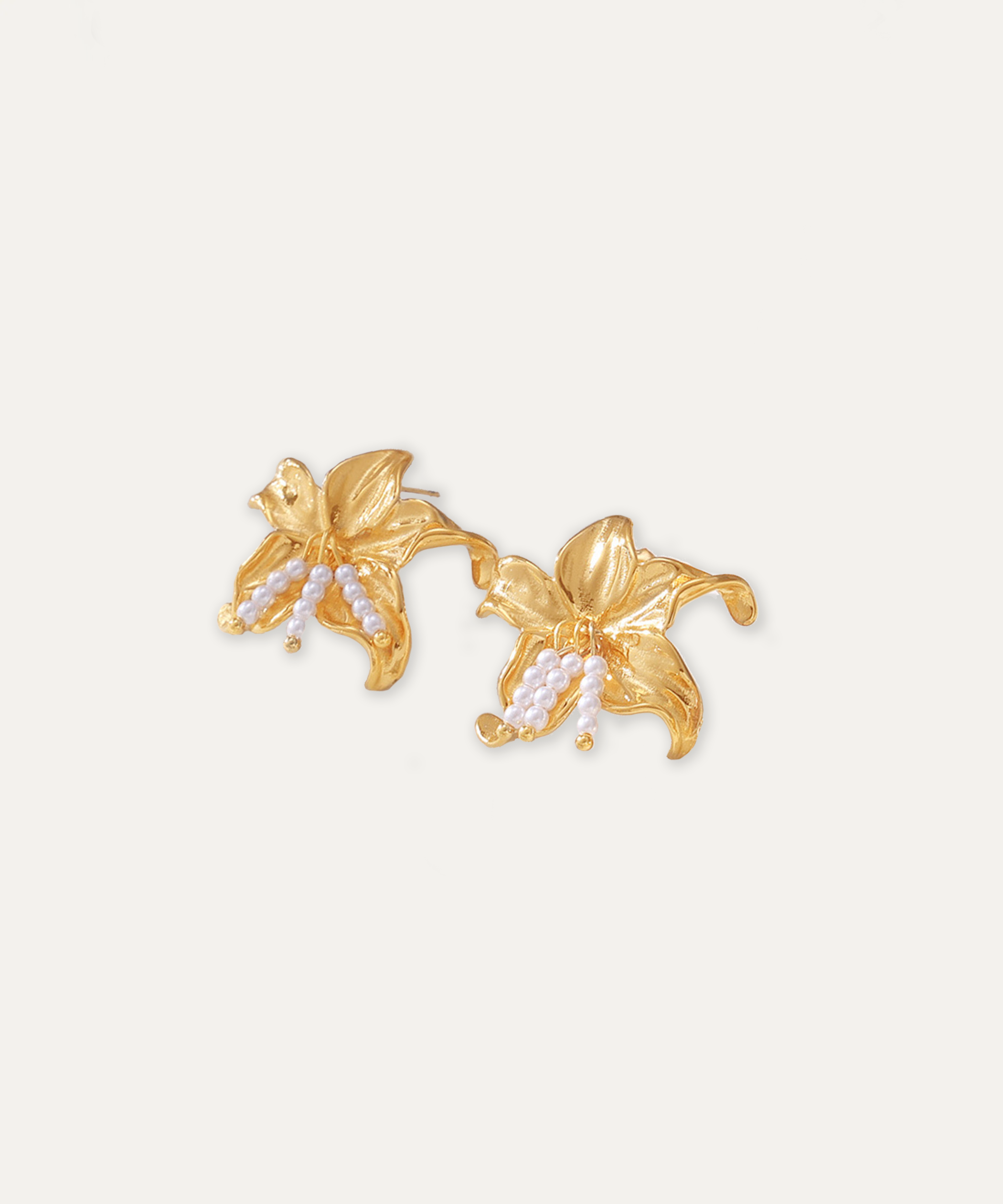 Lily Pearl Bloom Gold Studs