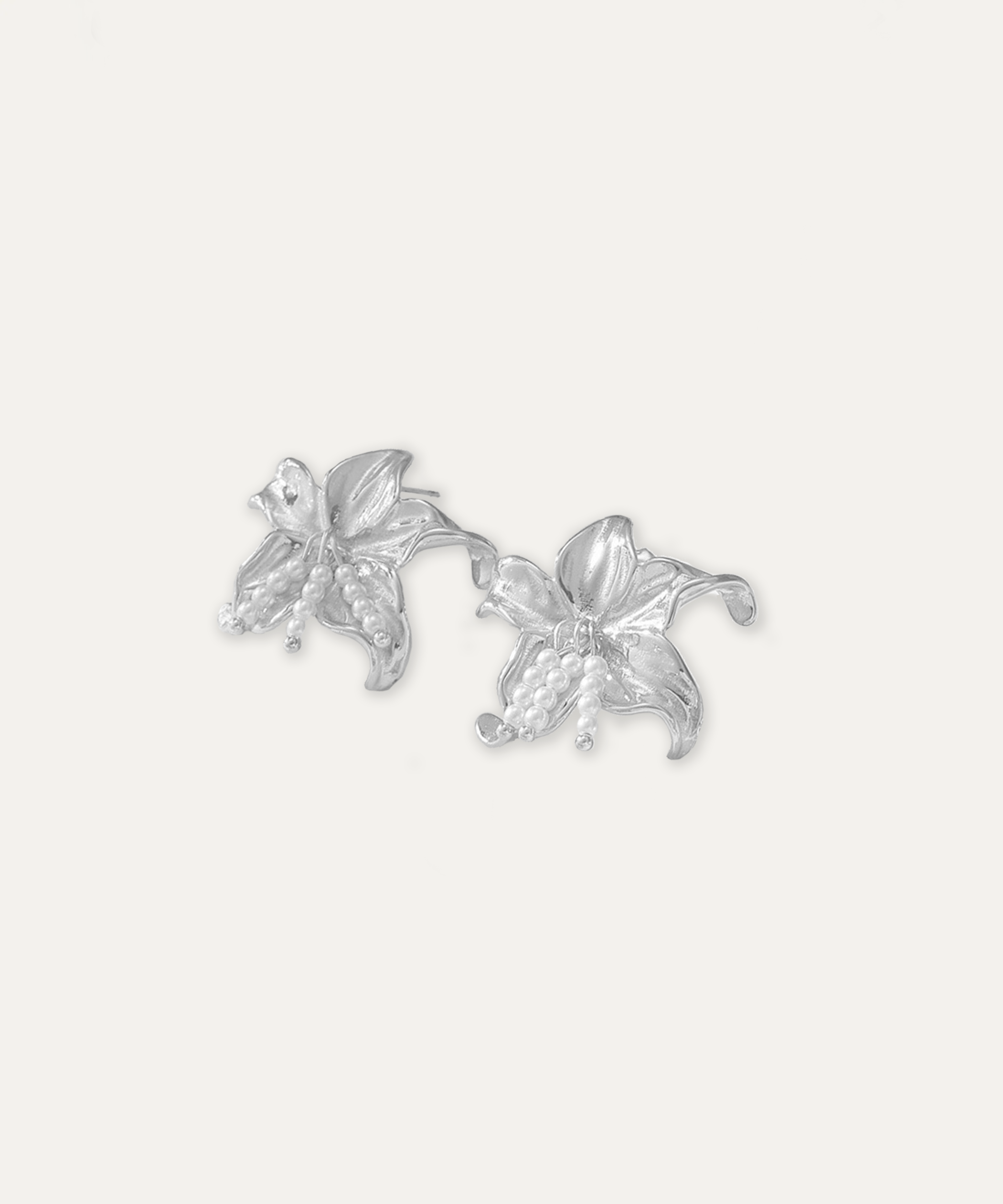 Lily Pearl Bloom Silver Studs
