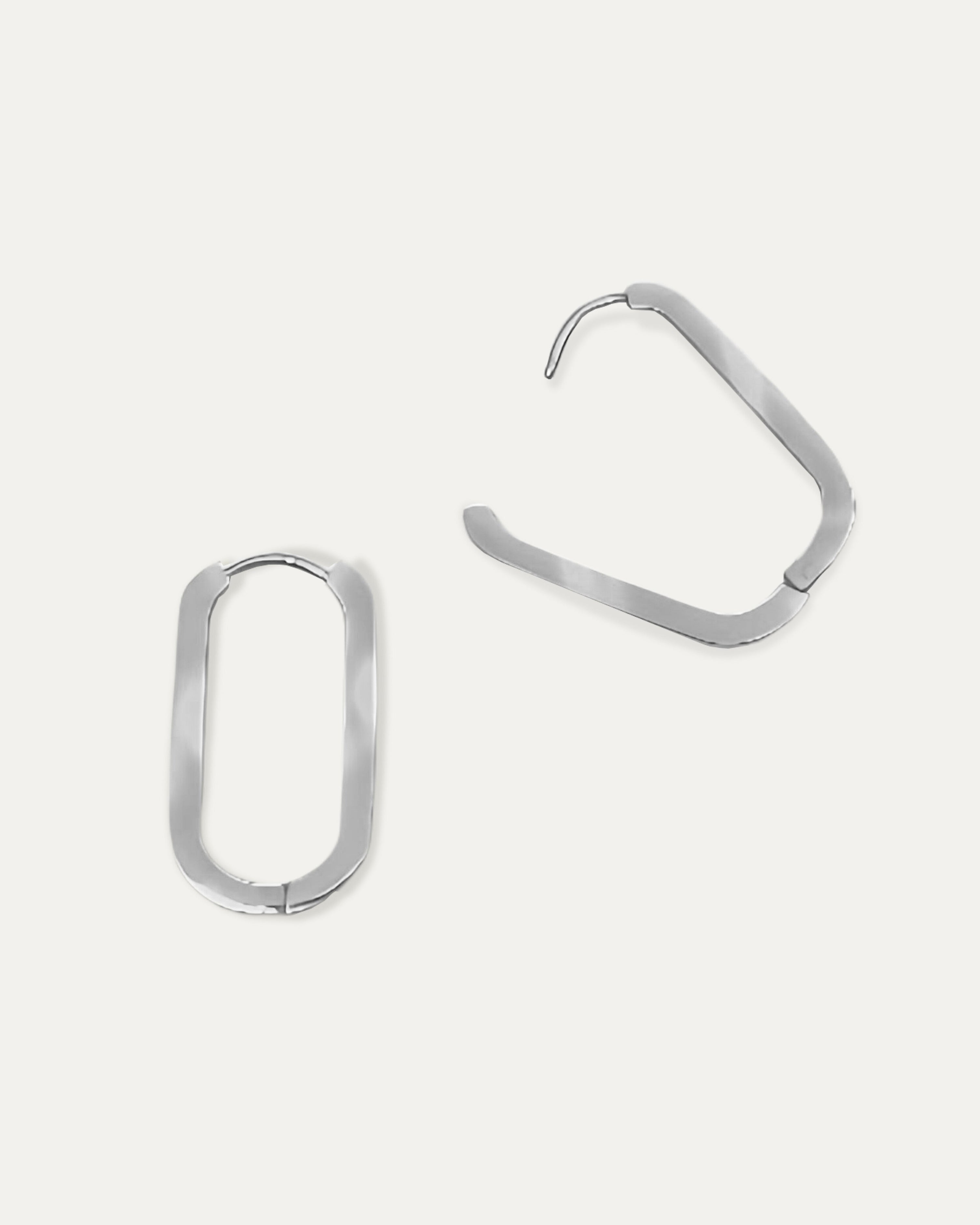 Aly Silver Oval Hoops