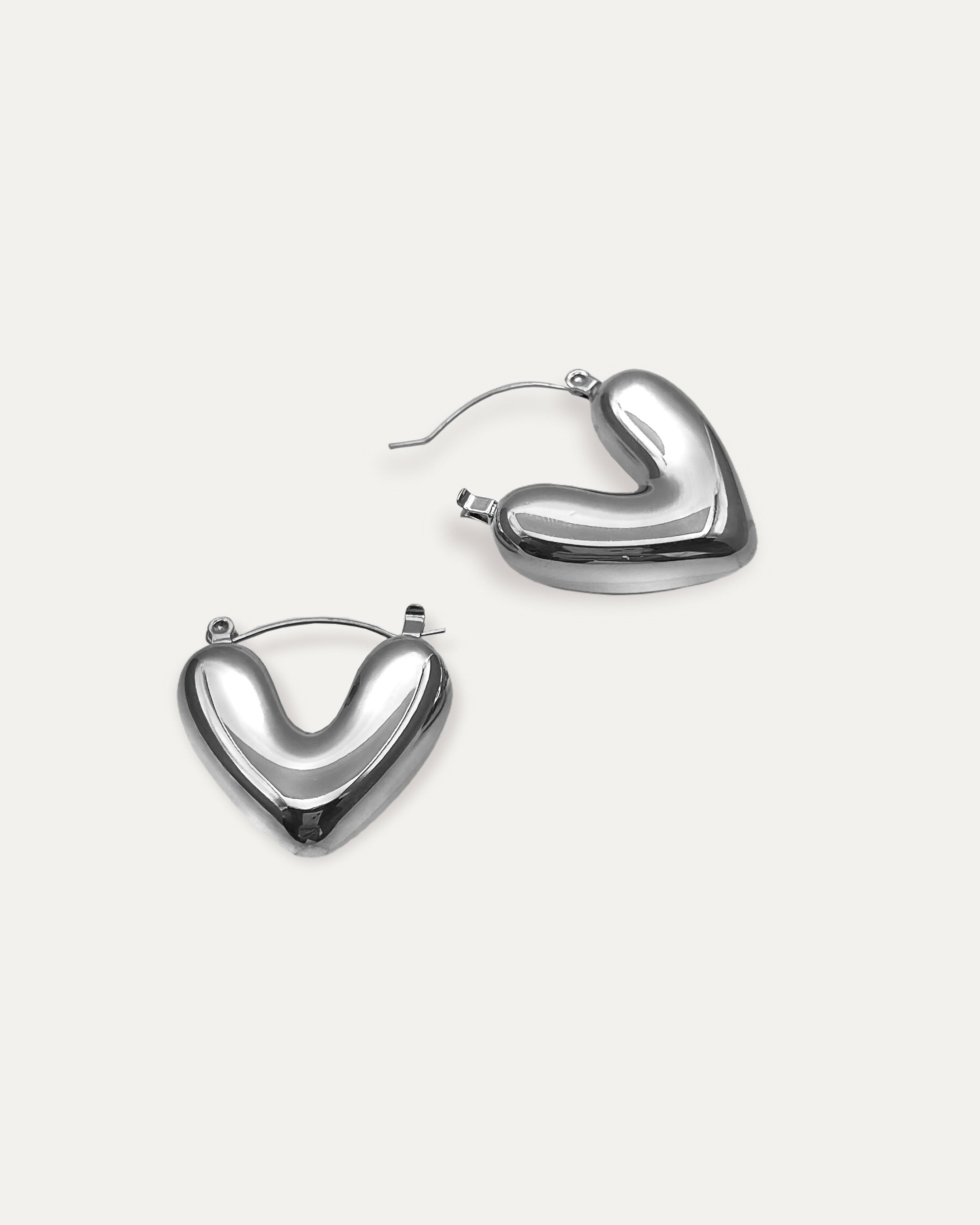 Courtney Silver Heart Hoops