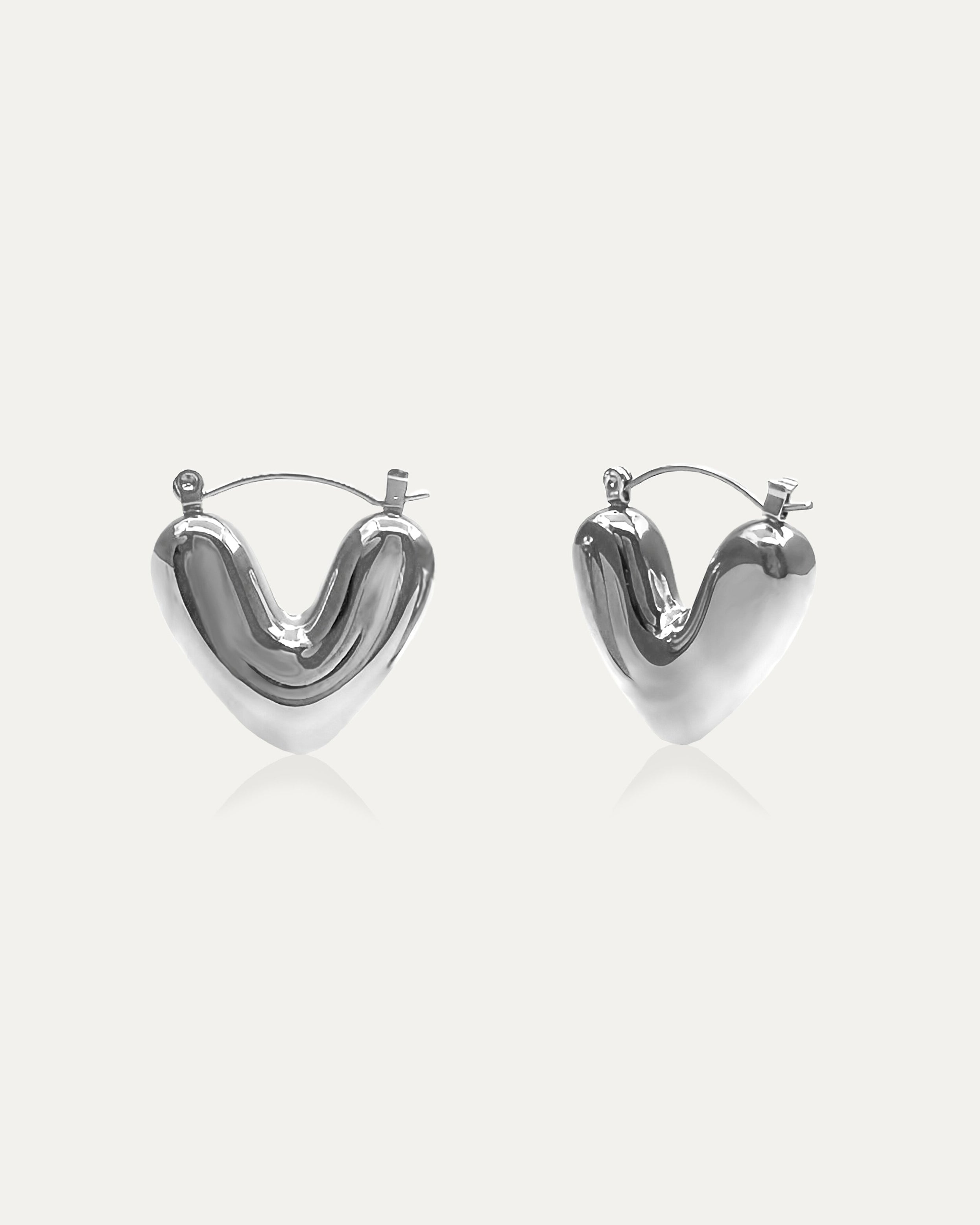 Courtney Silver Heart Hoops