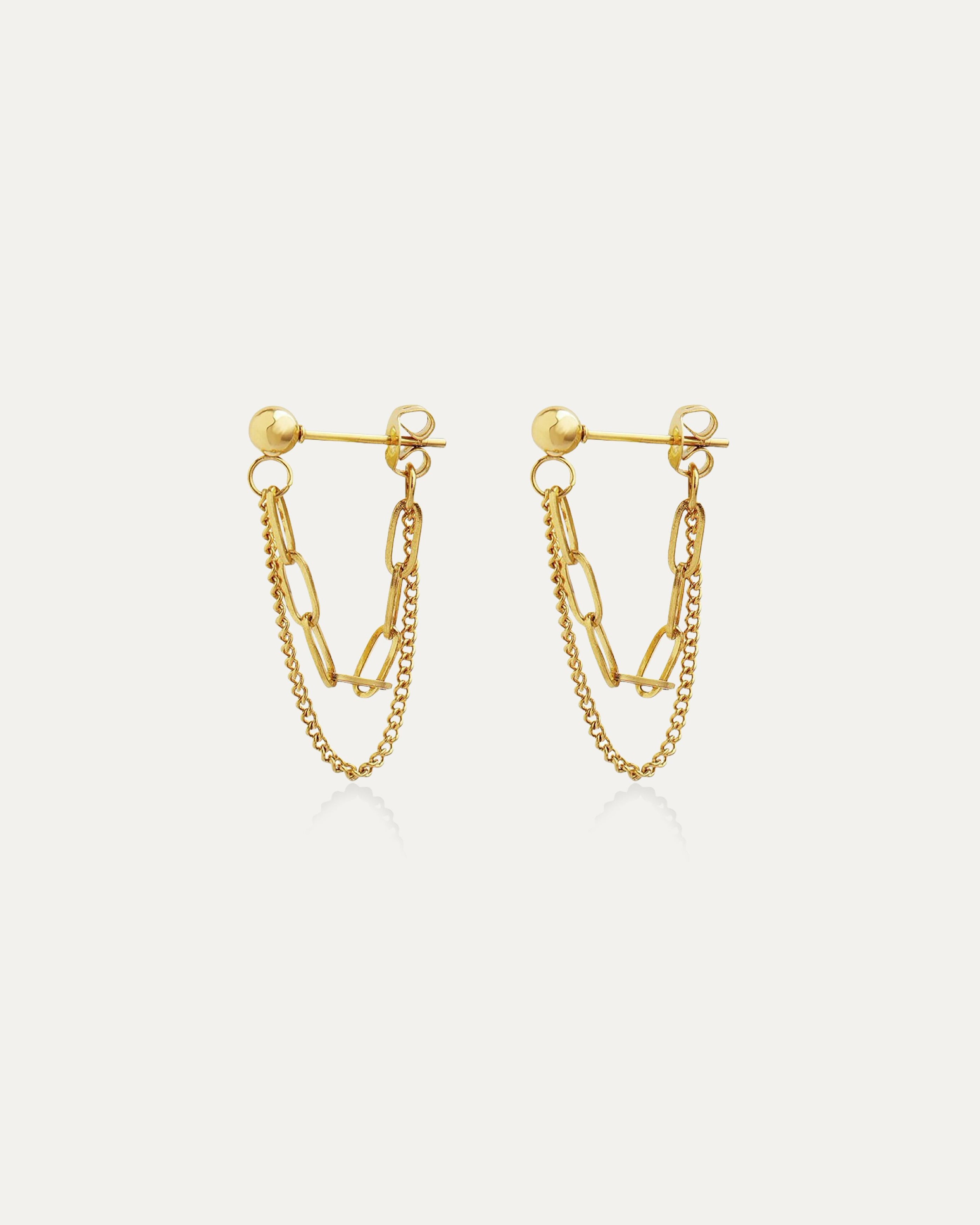 Dana Gold Double Chain Earrings