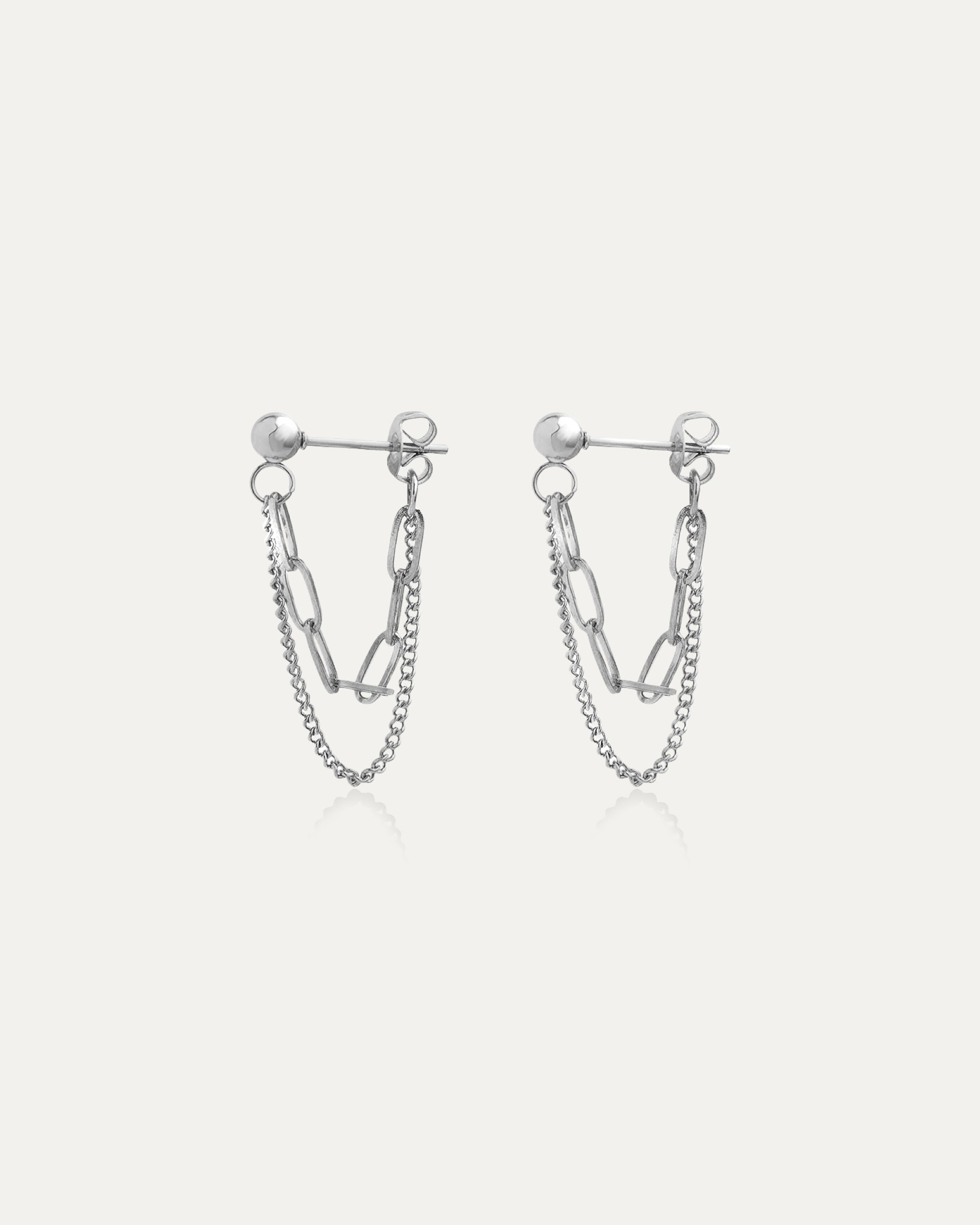 Dana Silver Double Chain Earrings