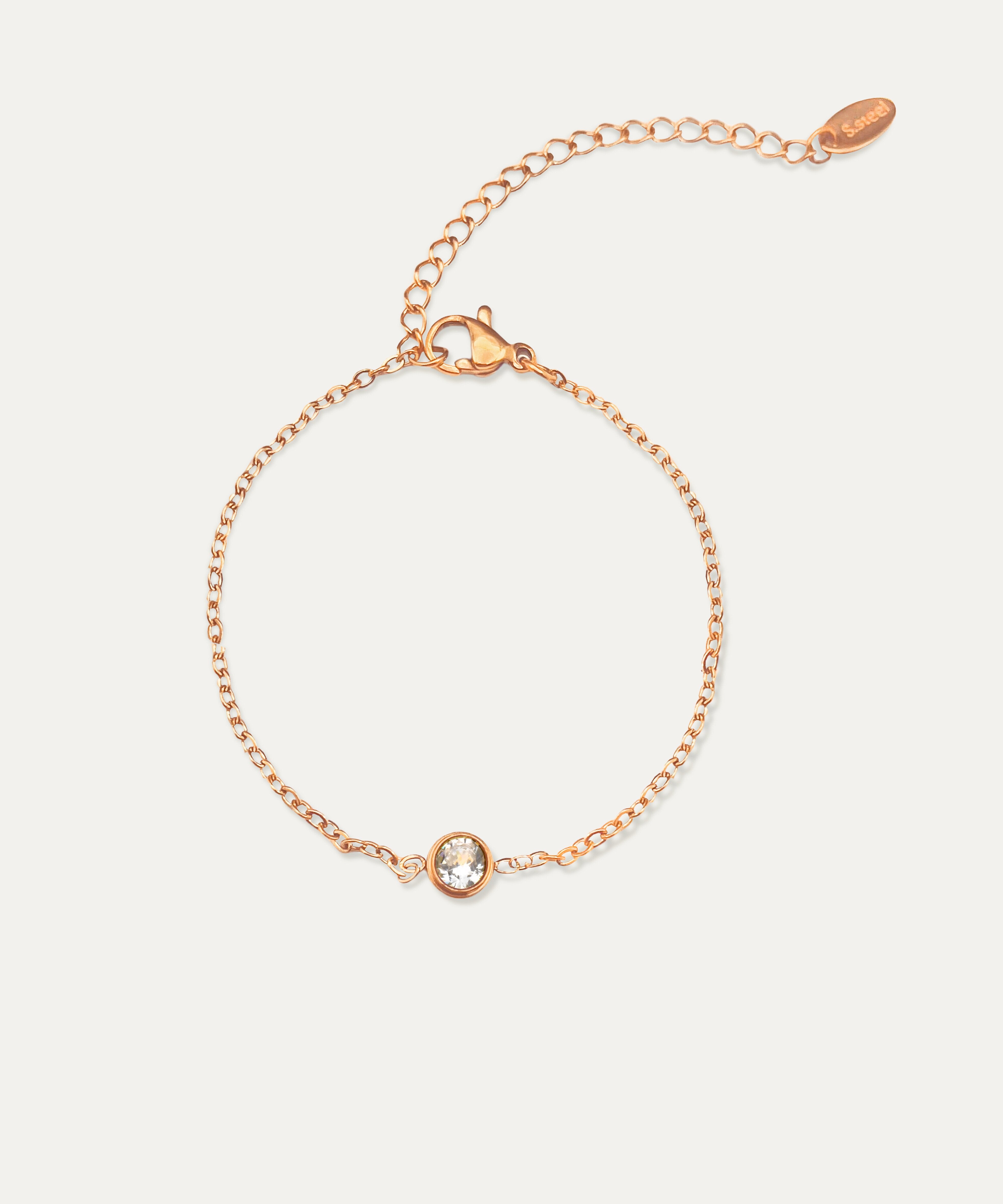 Eva Rose Gold Solitaire Chain Bracelet