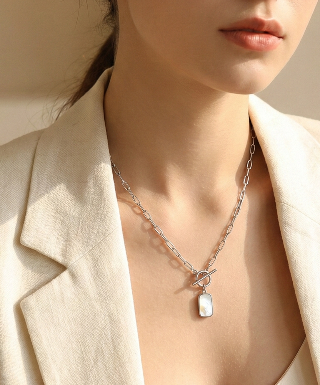 Lumina Silver Toggle Pendant Necklace
