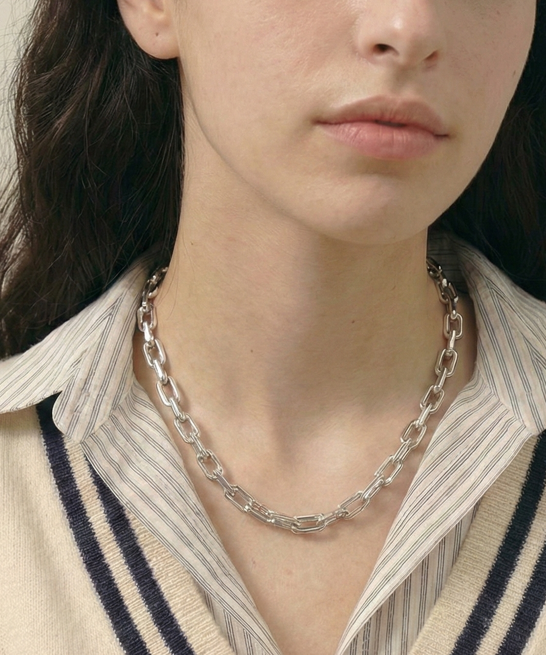 Saint Silver Curb Chain Necklace