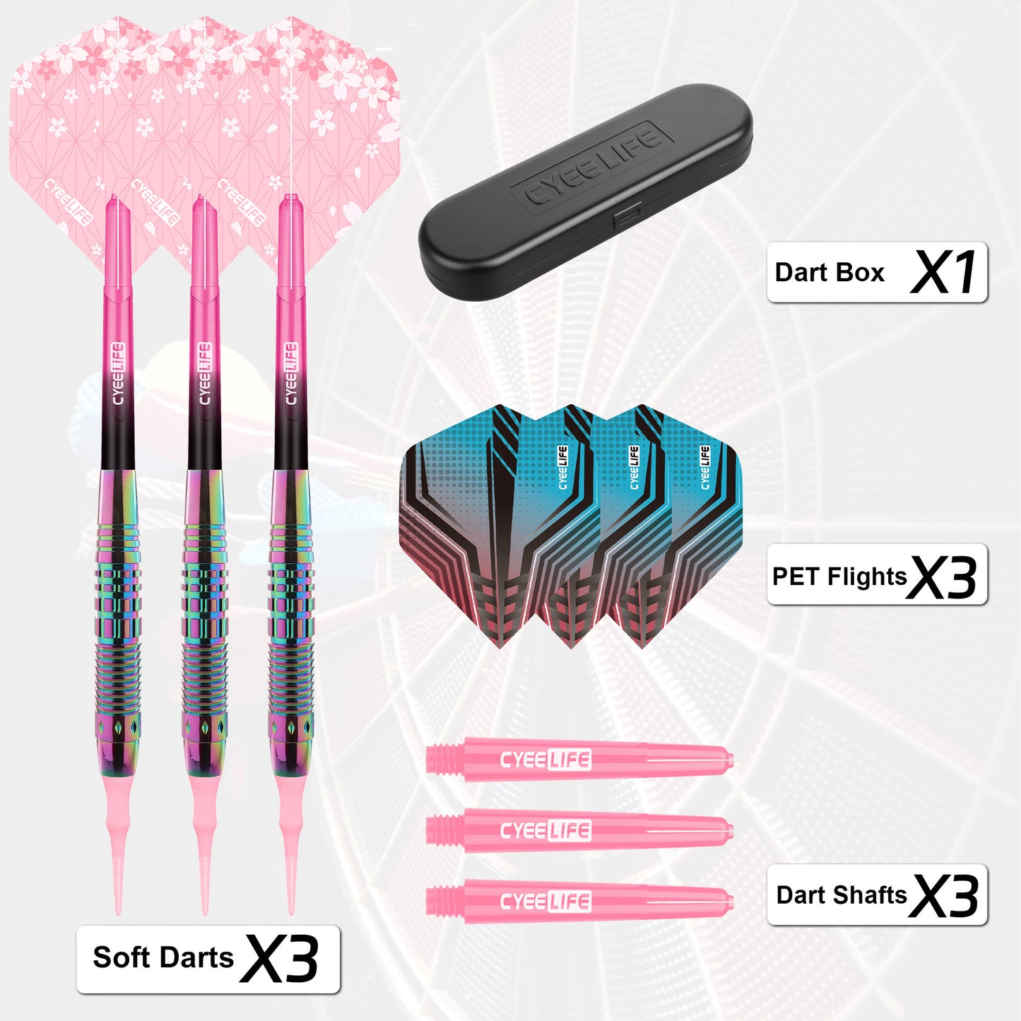 CyeeLife CyeeLife Colorful Soft Tip Dart Set with Case