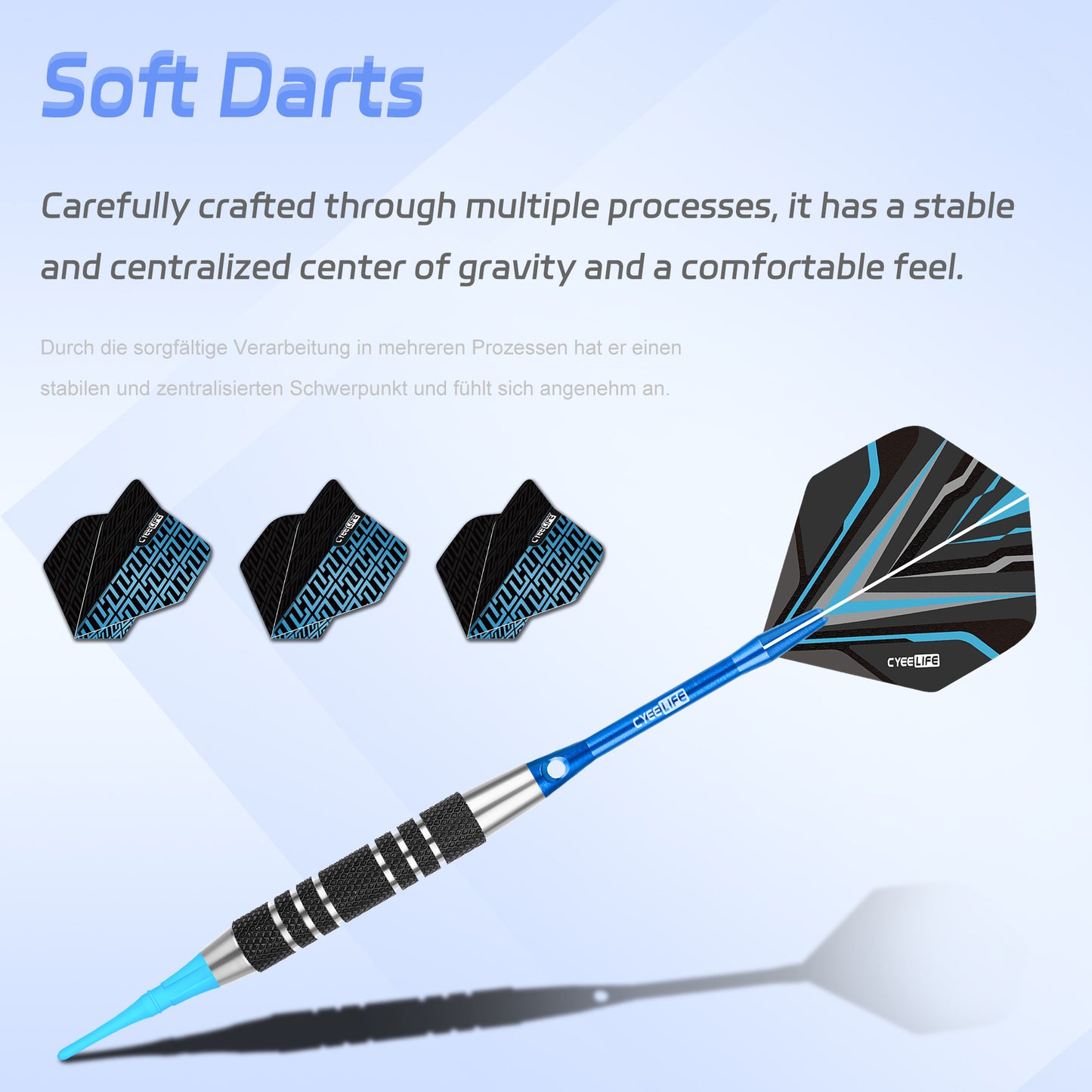 CyeeLife CyeeLife 3-Piece 18g Stainless Steel Soft Tip Dart Set with PC & Aluminum Shafts