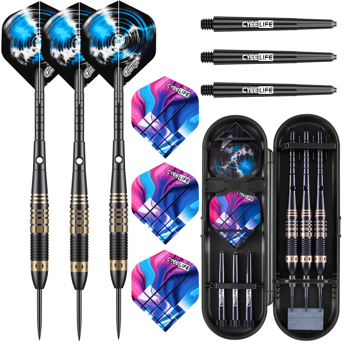 CyeeLife CyeeLife 3-Piece Brass Soft Tip Dart Set with Case