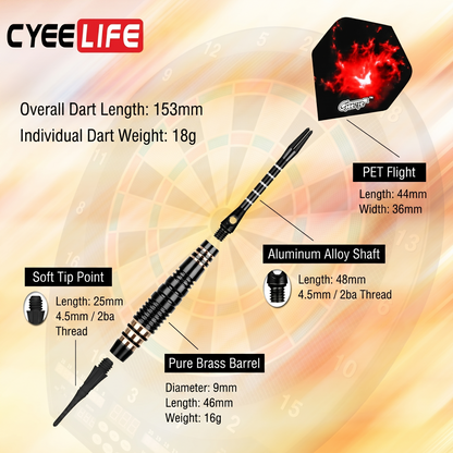 CyeeLife CyeeLife 18g Brass Soft Tip Dart Set