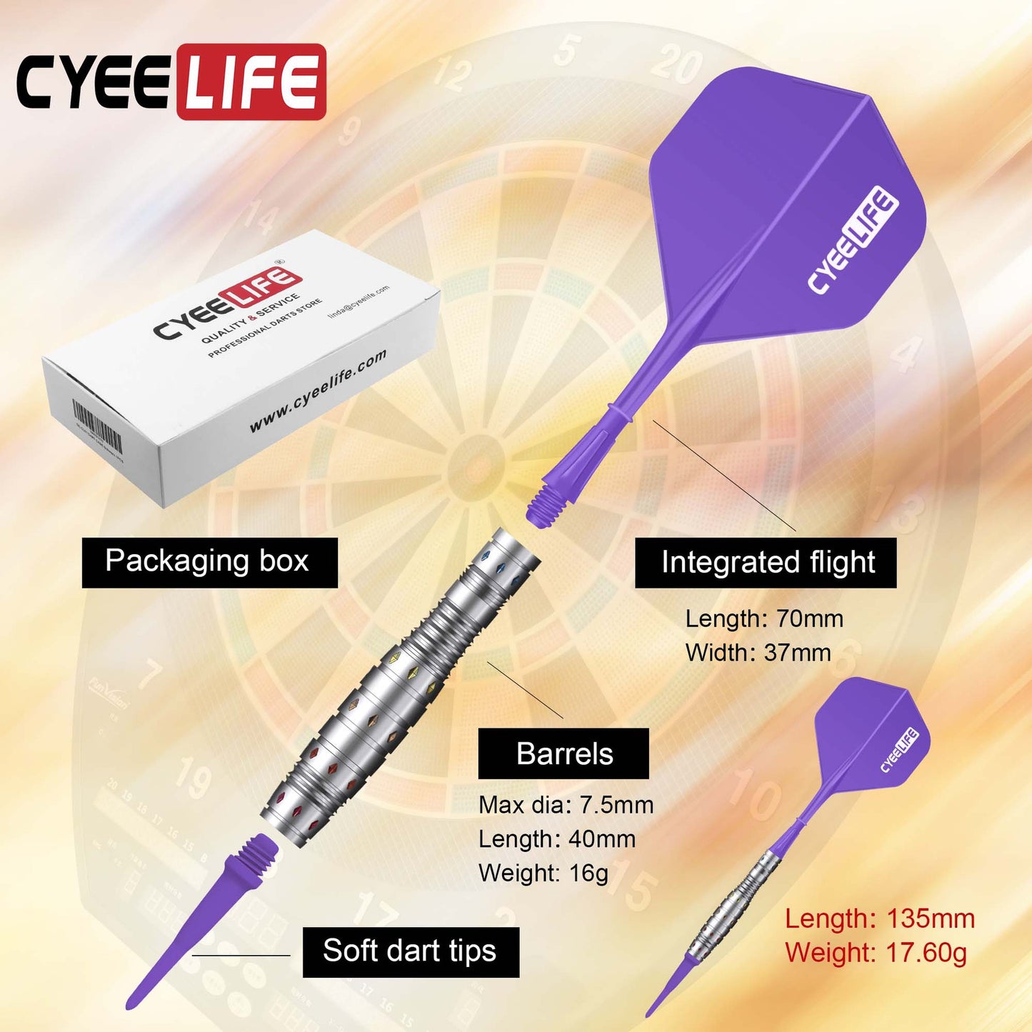 CyeeLife CyeeLife 90% Tungsten Soft Tip Dart Set