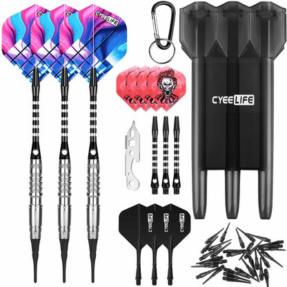 CyeeLife 16g 90% Tungsten Soft Tip Dart Set with Case, Aluminum Shafts & Tool (2BA)