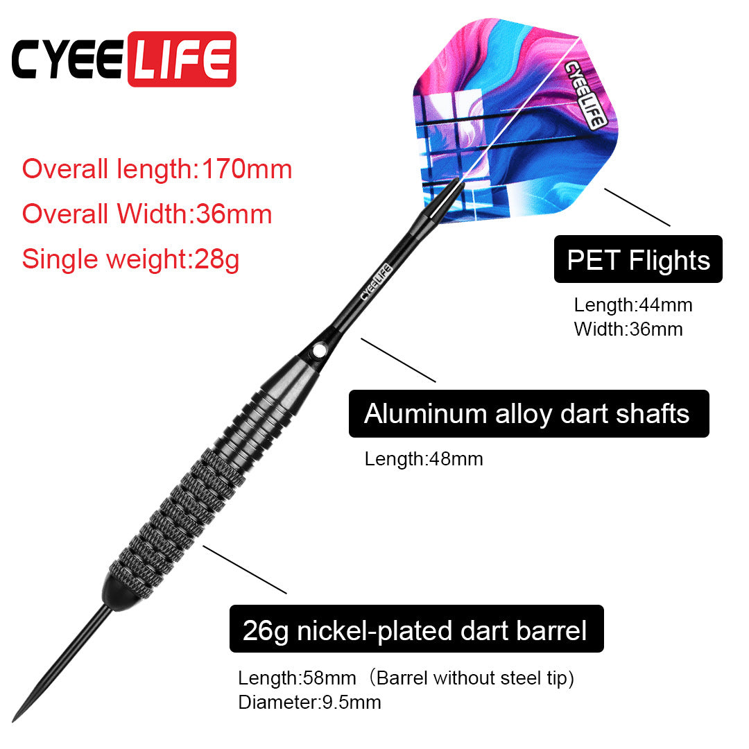 CyeeLife CyeeLife 3-Piece 28g Steel Tip Dart Set with Black Barrels