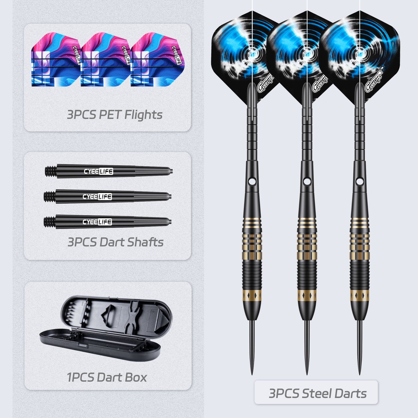 CyeeLife CyeeLife 3-Piece Brass Soft Tip Dart Set with Case