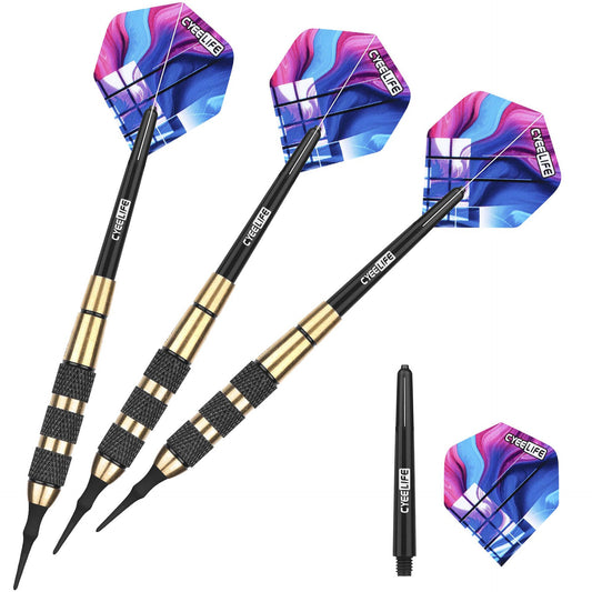 CyeeLife CyeeLife 3-Piece 18g Brass Soft Tip Dart Set with Accessories