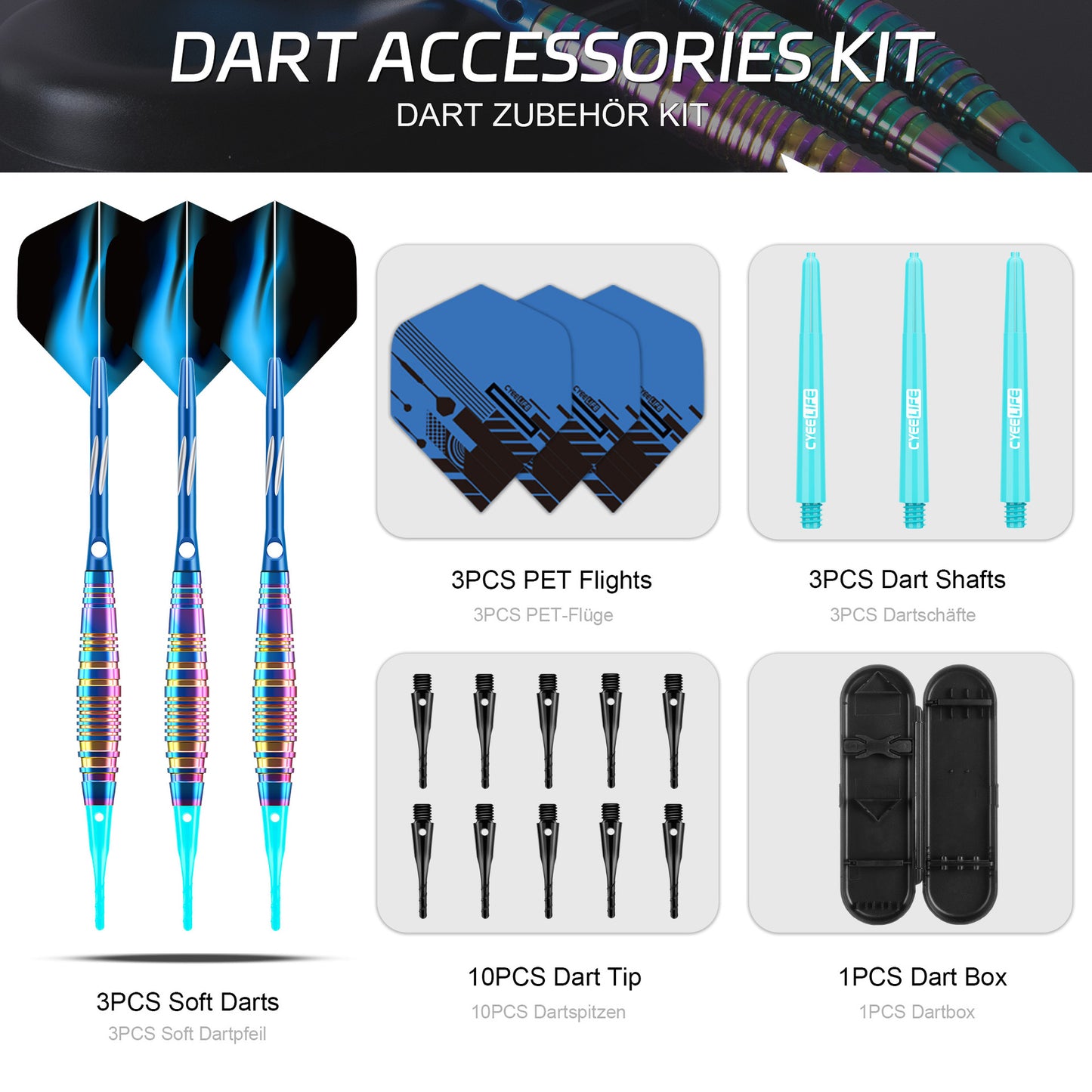 CyeeLife CyeeLife 16g Brass Soft Tip Dart Set