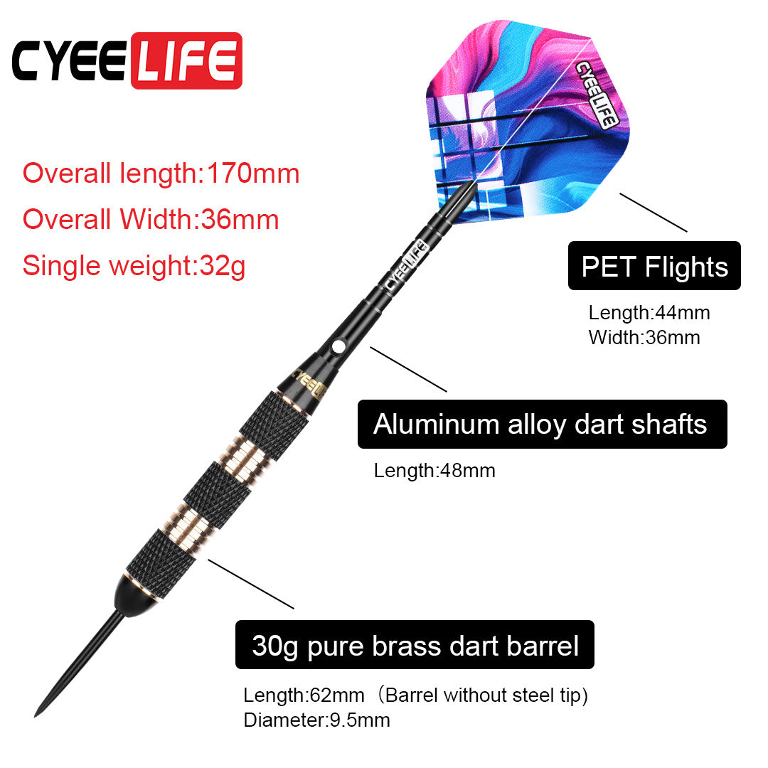CyeeLife 3-Piece 30g Brass Dart Set with Basic Packaging and Multicolor Flights