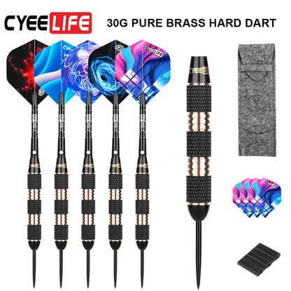 CyeeLife 3-Piece 30g Brass Dart Set with Basic Packaging and Multicolor Flights