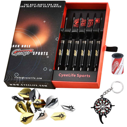 CyeeLife 6-Piece 22g Brass Steel Tip Dart Set