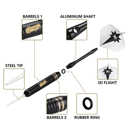 CyeeLife 6-Piece 22g Brass Steel Tip Dart Set