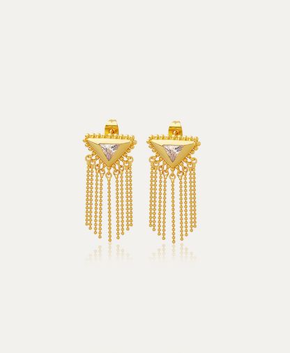 Ella Triangle Gold Tassel Earrings