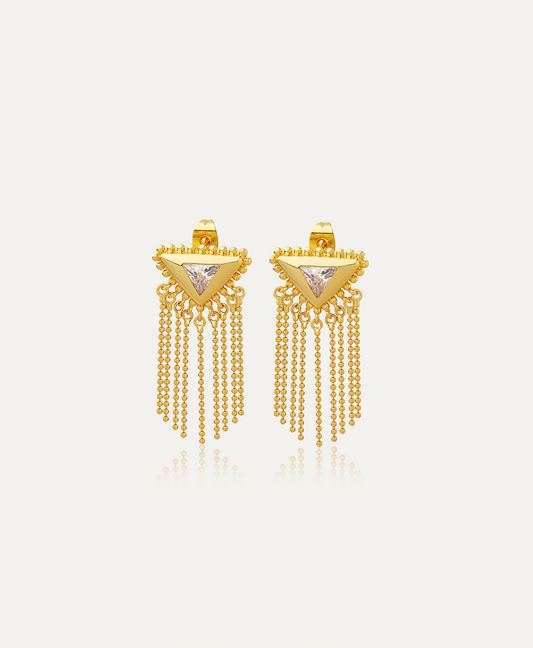 Ella Triangle Gold Tassel Earrings