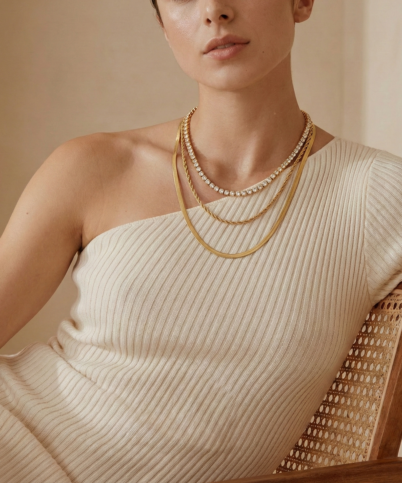 Minka Three Layers Tennis Necklace
