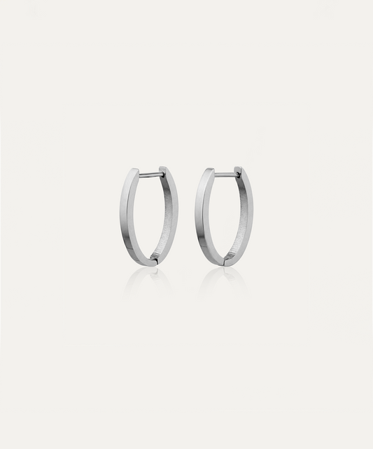 Aly Silver Oval Hoops