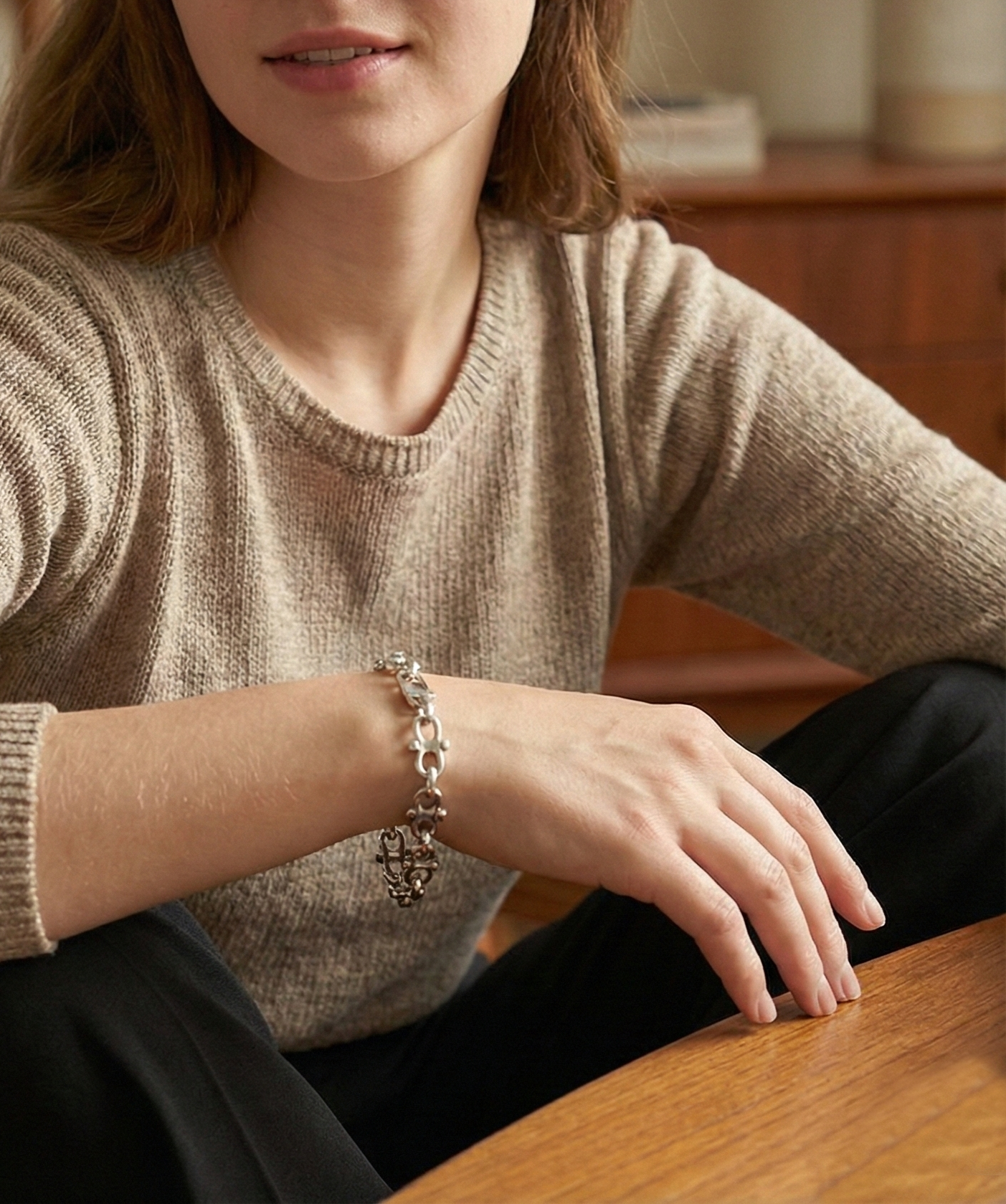 Saint Silver Curb Chain Bracelet