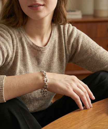 Saint Silver Curb Chain Bracelet
