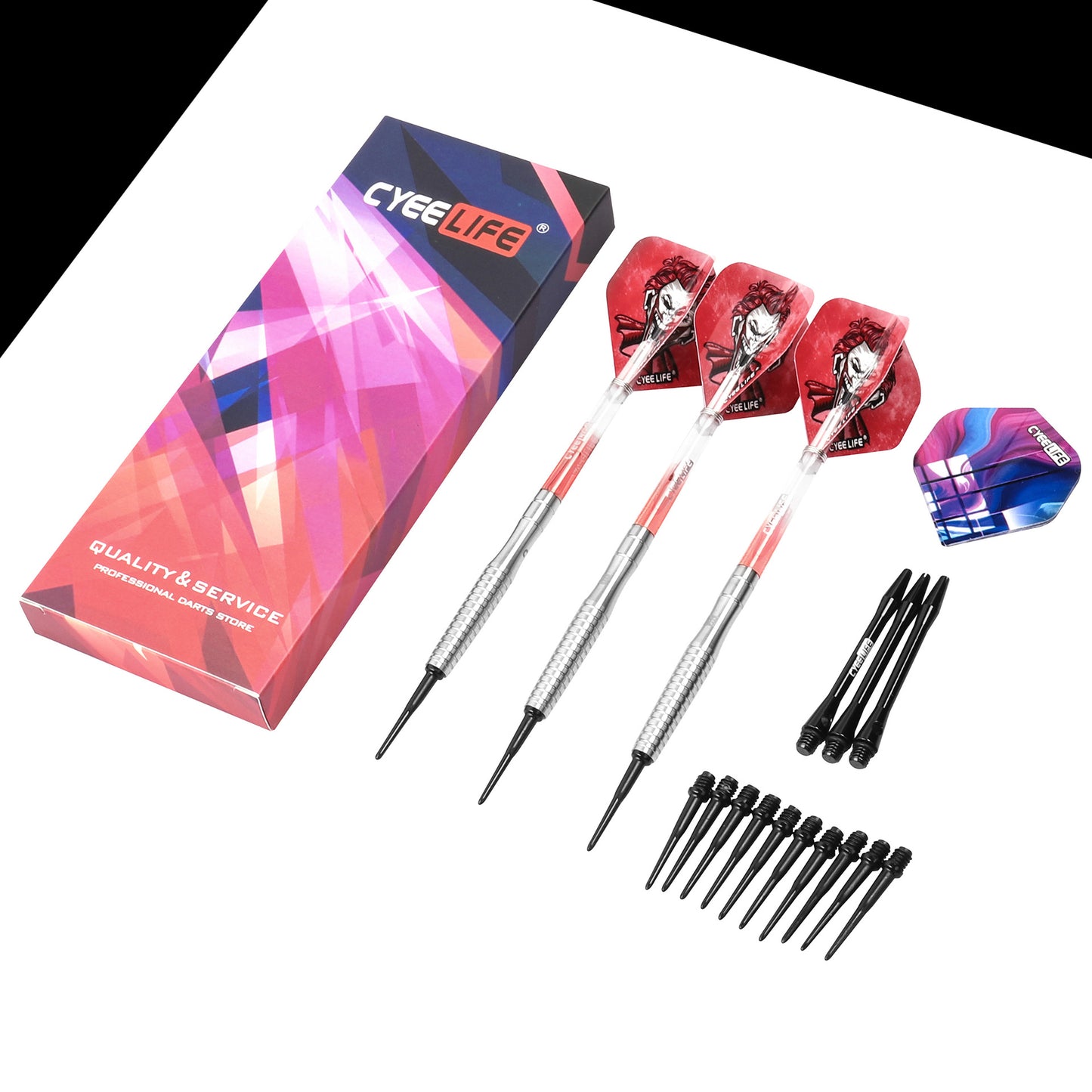 CyeeLife 16g/18g/20g 90% Tungsten Soft Tip Dart Set with PC Shafts & Flights (2BA)