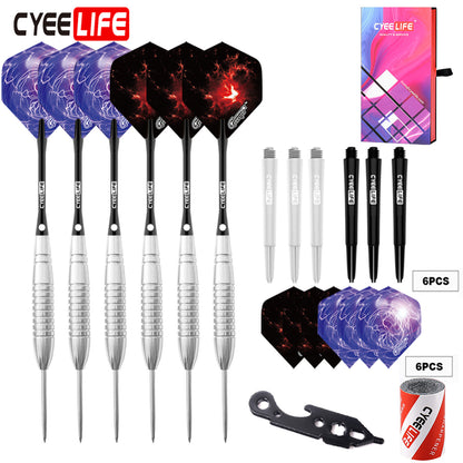 CyeeLife CyeeLife 6-Piece 20g Nickel-Plated Steel Tip Dart Set with Aluminum Shafts