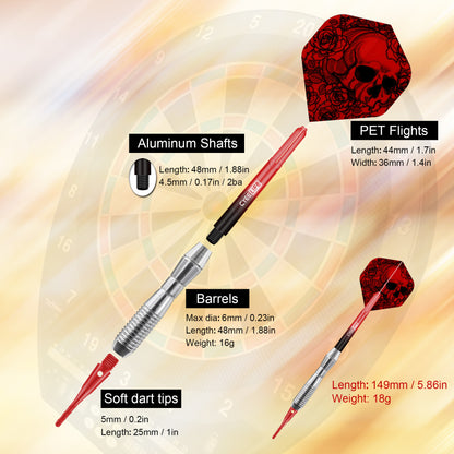 CyeeLife CyeeLife 16g Soft Tip Dart Set with Extra Tips