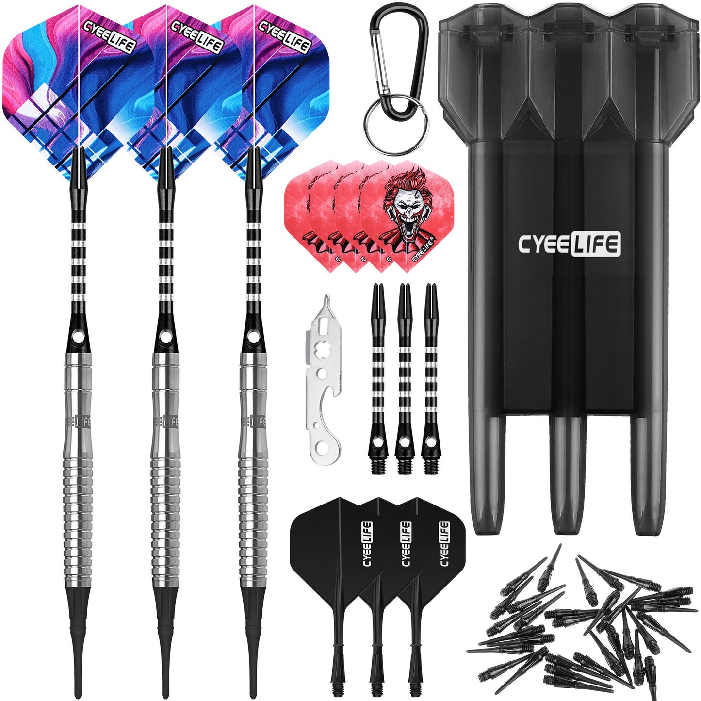 CyeeLife CyeeLife 3-Piece 90% Tungsten Soft Tip Dart Set (2BA)