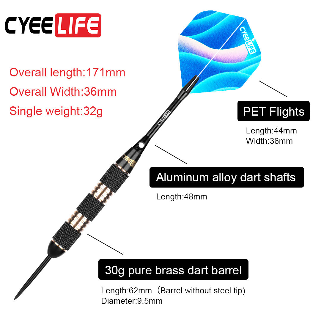 CyeeLife CyeeLife 3-Piece 30g Brass Steel Tip Dart Set with Case