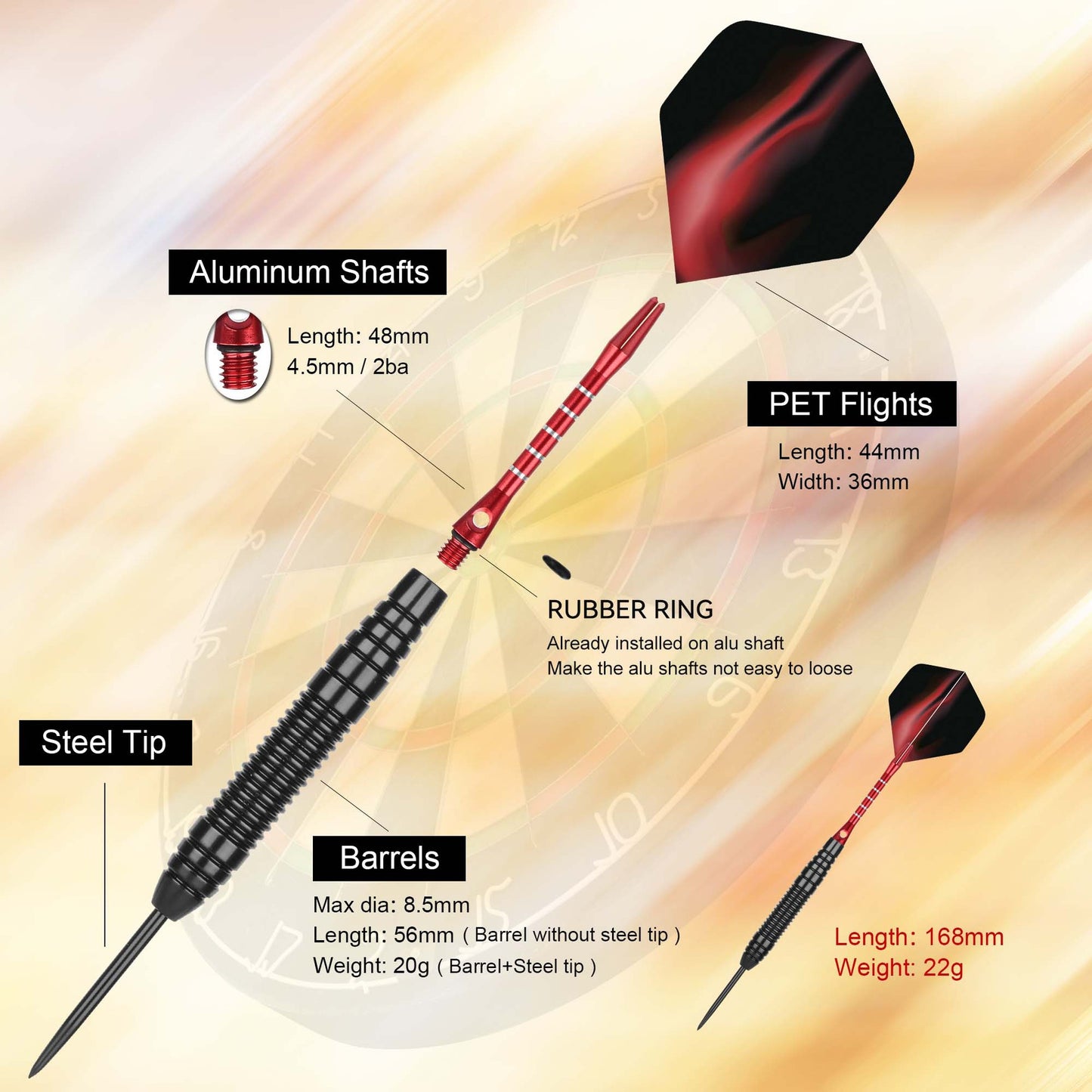 CyeeLife CyeeLife 3-Piece Steel Tip Dart Set with Case