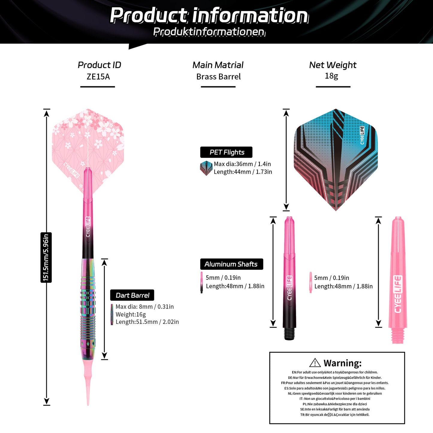 CyeeLife CyeeLife Colorful Soft Tip Dart Set with Case