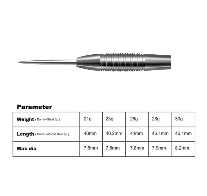 CyeeLife CyeeLife 23g/26g 90% Tungsten Standard Barrel Steel Tip Dart Set (2BA)